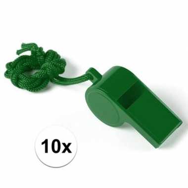 10 stuks voordelige plastic fluitjes groen