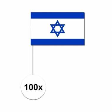 100x israel decoratie papieren zwaaivlaggetjes