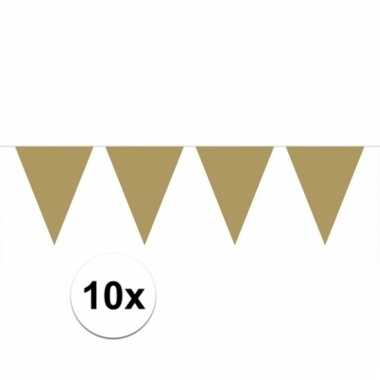 10x vlaggenlijnen goud kleurig 10 m