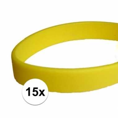 15x gele armbandjes van rubber