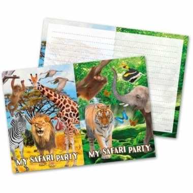 16x safari/jungle feest thema uitnodigingen 27 cm