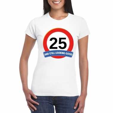 25 jaar verkeersbord t-shirt wit dames
