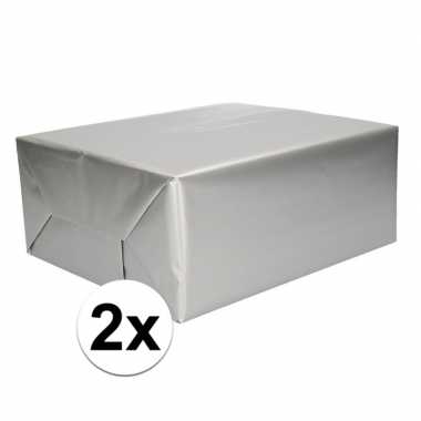 2x kadopapier zilveren 70 x 200 cm