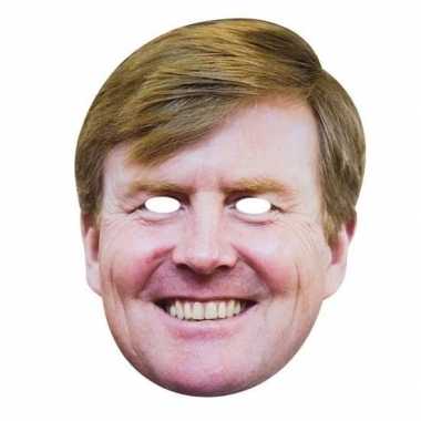 2x koningsdag verkleedaccessoire willem alexander masker van karton
