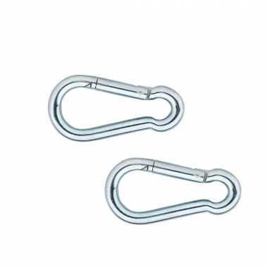 2x stuks snaphook / karabijnhaak / snaphooks verzinkt staal 4 cm