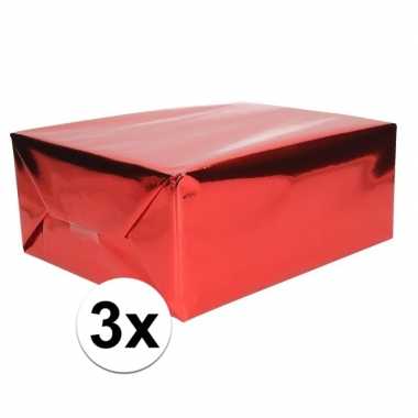 3x folie kadopapier rood metallic