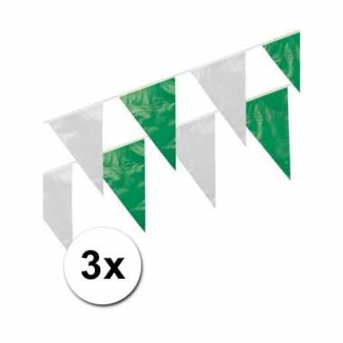 3x groen/wit vlaggenlijnen 10 meter ps