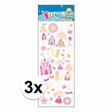 3x kinder prinsessen stickers