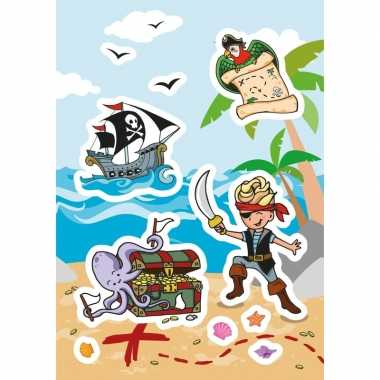 3x piraat stickervellen met 8 stickers