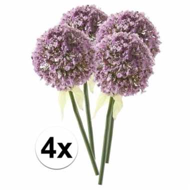 4 x kunstbloemen steelbloem lila sierui 70 cm