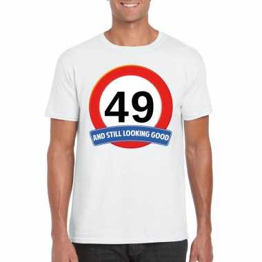 49 jaar verkeersbord t-shirt wit heren