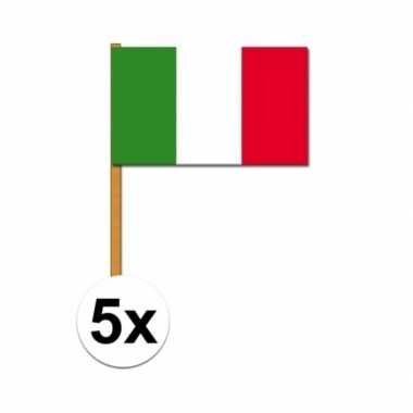 5x stuks italie zwaaivlaggetjes