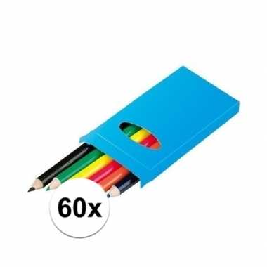 60x 6 kleurpotloden in een doosje