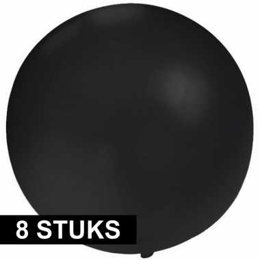 8x feest mega ballon zwart 60 cm