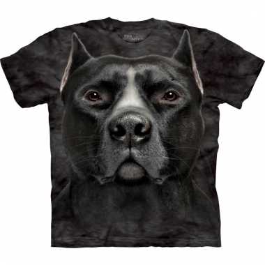 All-over print t-shirt met pitbull hond