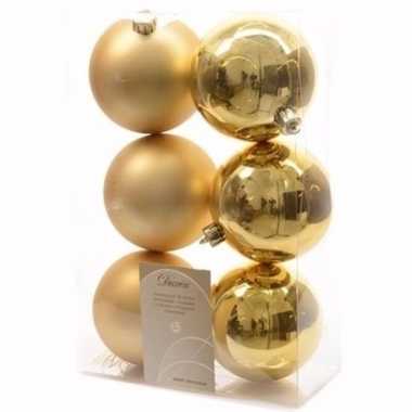 Ambiance christmas kerstboom decoratie kerstballen goud 6 stuks