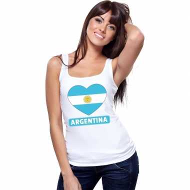 Argentinie hart vlag mouwloos shirt wit dames