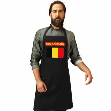 Belgische vlag keukenschort/ barbecueschort zwart heren en dames