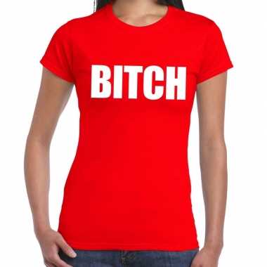 Bitch fun t-shirt rood voor dames