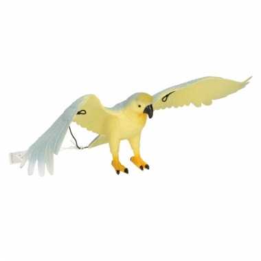 Blauw witte papegaai van plastic 33 cm