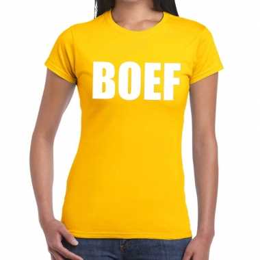 Boef fun t-shirt geel voor dames