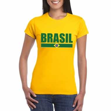 Braziliaanse supporter t-shirt yellow voor dames