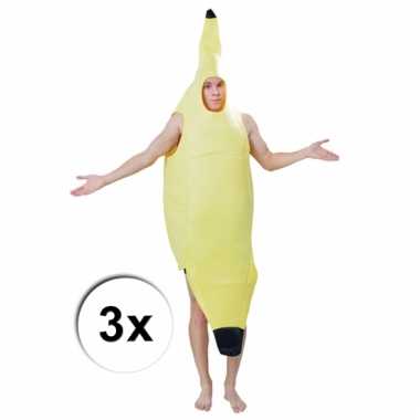 Carnavalskleding bananenpakken 3 stuks