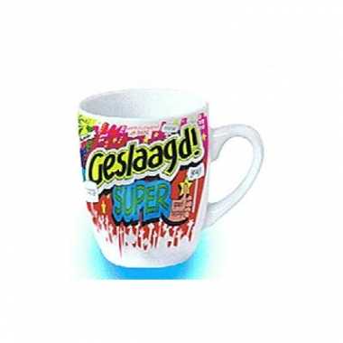 Cartoon mok geslaagd
