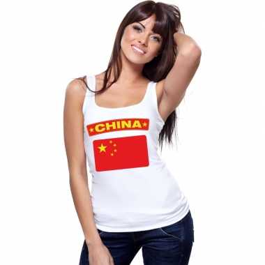 China vlag mouwloos shirt wit dames