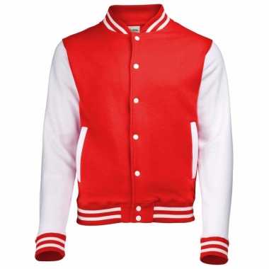 College jacket/vest rood/wit voor dames