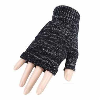 Feest vingerloze grijze polsmofjes/handschoenen voor volwassenen
