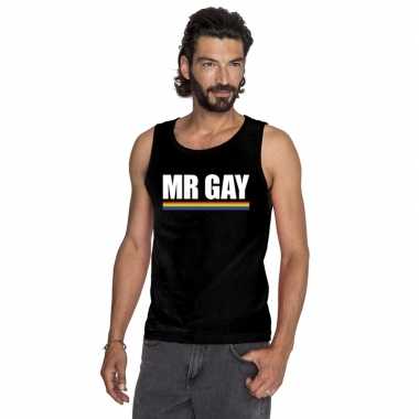 Gay pride homo tanktop shirt zwart mister gay heren