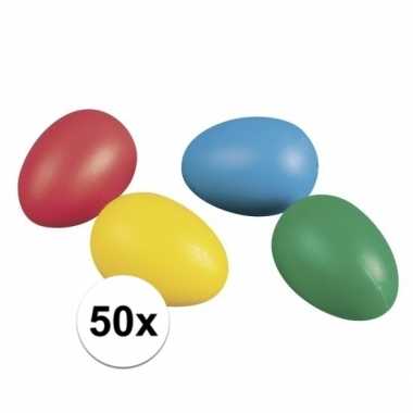 Gekleurde plastic paaseieren 50 stuks
