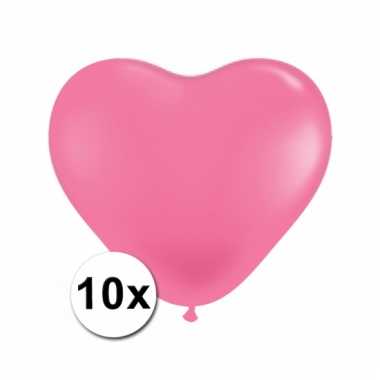 Hart ballonnen roze 10 stuks