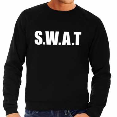 Heren fun text sweater politie swat zwart
