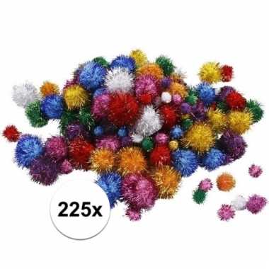 Hobby pompons 15-40 mm glitterkleuren