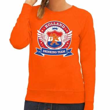 Holland drinking team sweater oranje dames