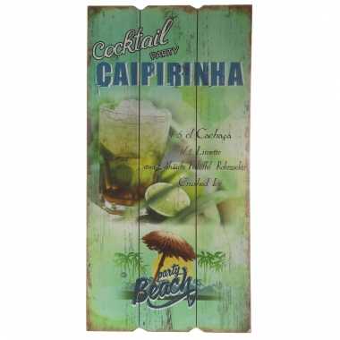 Houten muurplaatje caipirinha cocktail