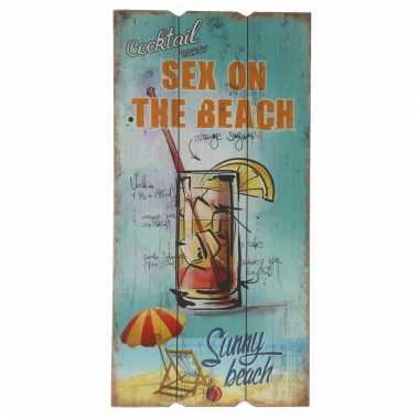 Houten muurplaatje sex on the beach cocktail