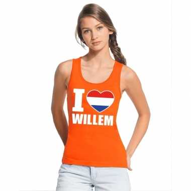 I love willem topje/shirt oranje dames