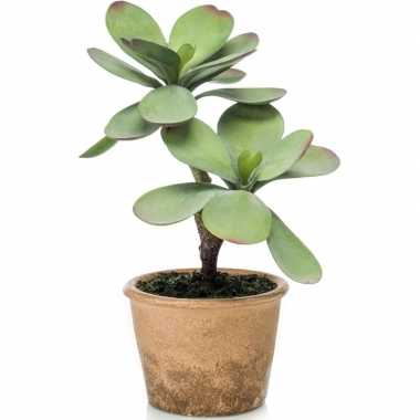 Kalanchoe vetplanten kunstplanten 34 cm in bruine plantenpot