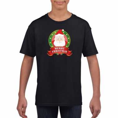 Kerstman kerstmis shirt zwart voor jongens en meisjes