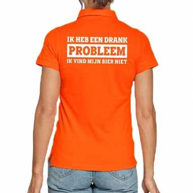 Koningsdag polo t-shirt oranje drank probleem voor dames