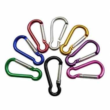 Mini karabijnhaakjes / carabiners gekleurd 8 stuks