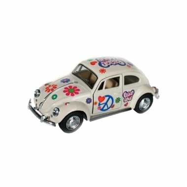 Modelautootje vw beetle wit hippie 12,5 cm