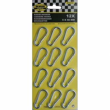 Musketonhaken 5 x 50 mm 12 stuks