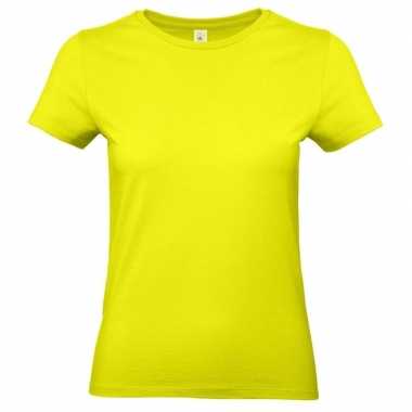 Neon gele shirt met ronde hals voor dames