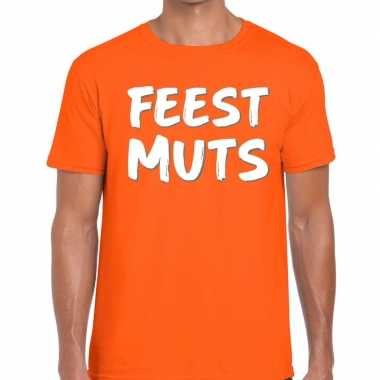 Oranje t-shirt feestmutsvoor heren