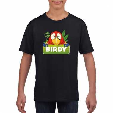 Papegaai dieren t-shirt zwart voor kinderen
