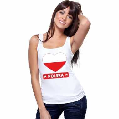 Polen hart vlag mouwloos shirt wit dames